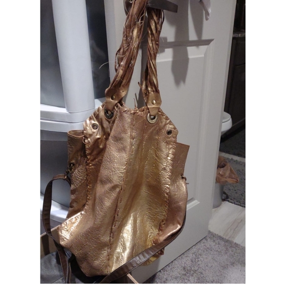 All You Need Comes With Me Handbags - All You Need Comes With Me Large Vintage Gold Leather Boho Bag
